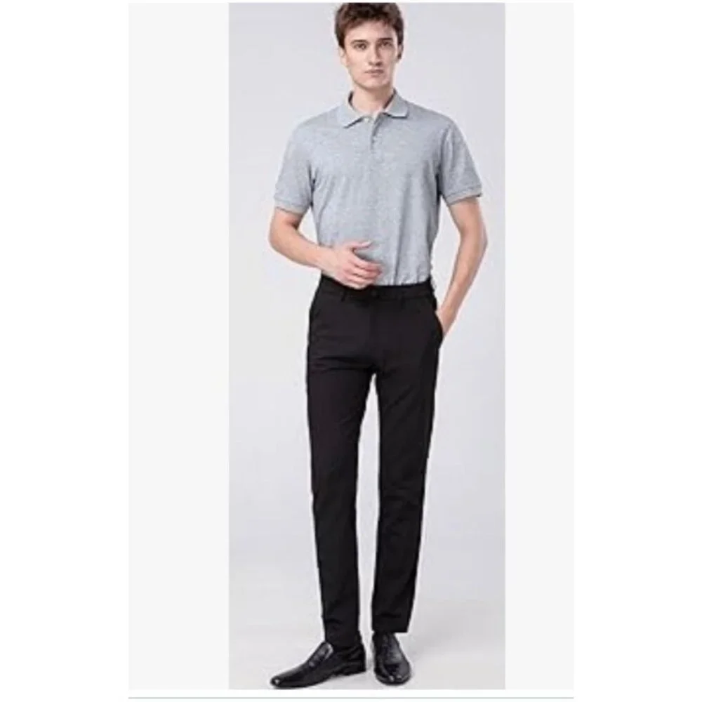 Plaid & Plain Mens Slim Fit Black Dress Pants 29W X 30L Career Work Wedding Date